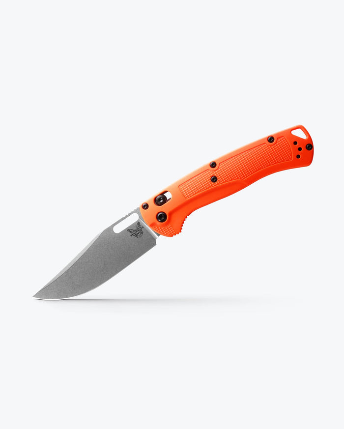 Benchmade Taggedout® Orange Grivory® Folding Knife - Side Profile Open | Benchmade Knife Co.