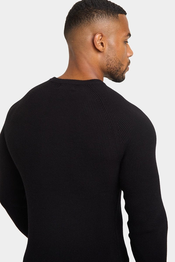Textured Cotton Crew Neck in Black - TAILORED ATHLETE - USA