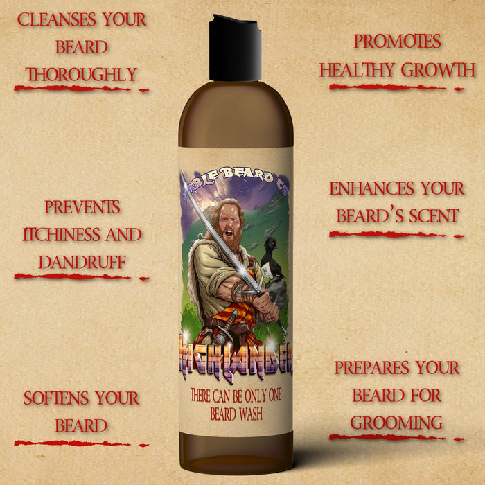 The Highlander - Beard Wash - Smoked Firewood, Robust Scotch, and Nostalgic Mahogany
