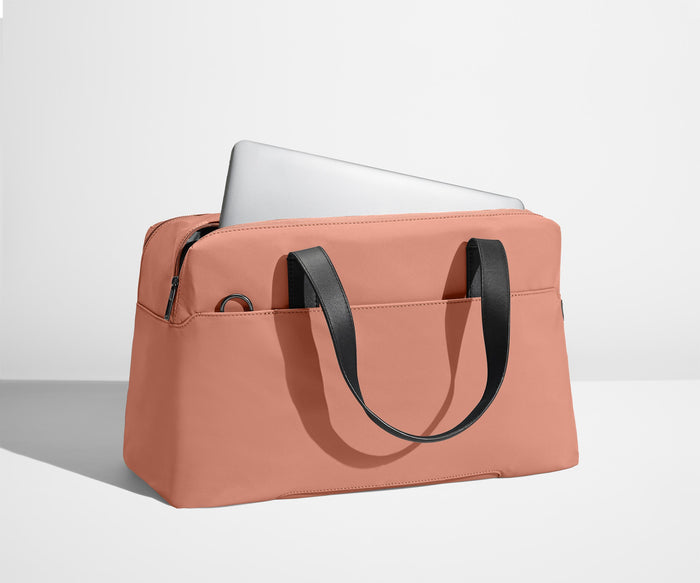 Laptop in the exterior laptop pocket that fits up to 16" devices