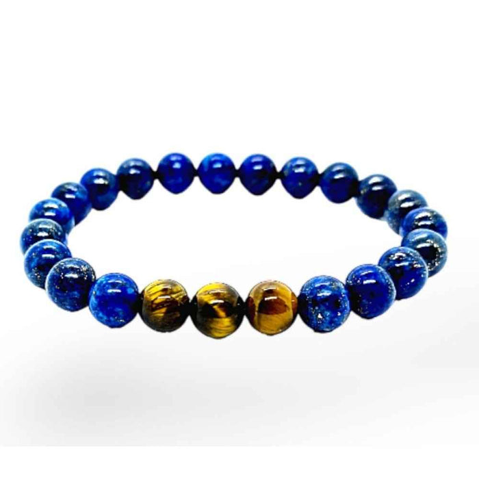Tiger's Eye and Lapis Lazuli beaded bracelet, 8mm, view 2