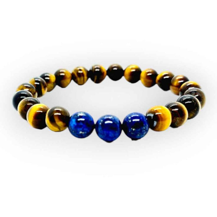 Tiger's Eye and Lapis Lazuli beaded bracelet, 8mm, view 3