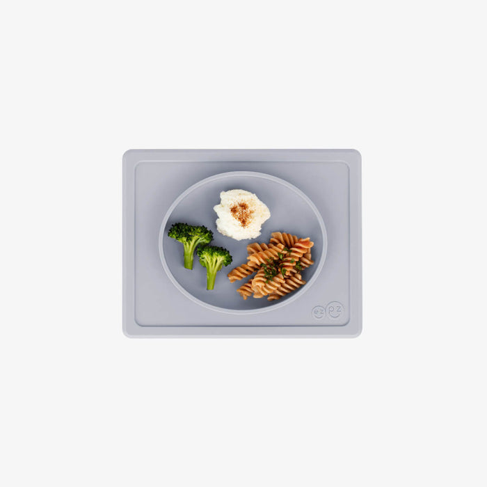 ezpz tiny plate in pewter gray / silicone plate for babies that suctions to the highchair #color_pewter