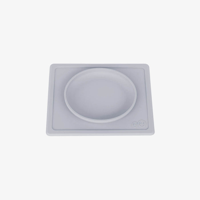 ezpz tiny plate in pewter gray / silicone plate for babies that suctions to the highchair #color_pewter