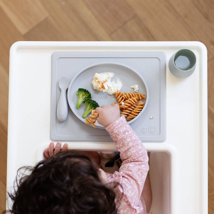 ezpz tiny plate in pewter gray / silicone plate for babies that suctions to the highchair #color_pewter