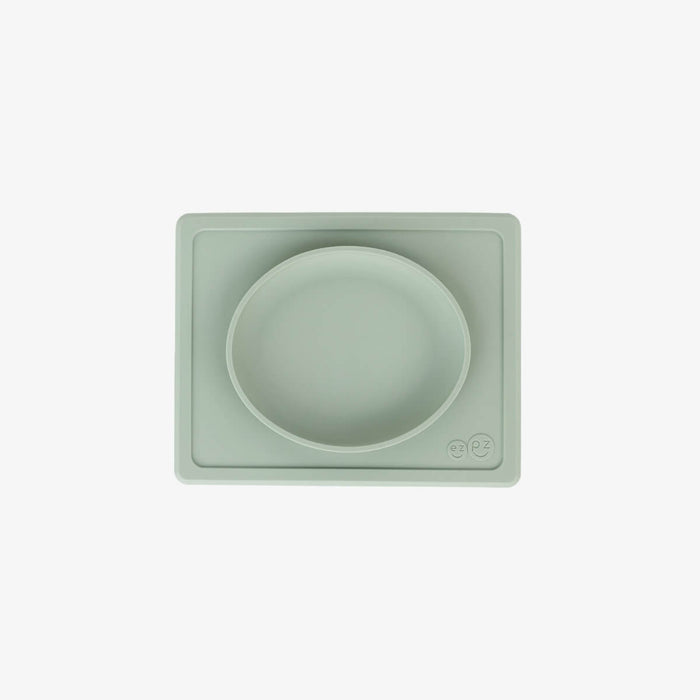 ezpz tiny plate in sage green / silicone plate for babies that suctions to the highchair #color_sage