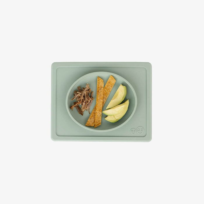 ezpz tiny plate in sage green / silicone plate for babies that suctions to the highchair #color_sage