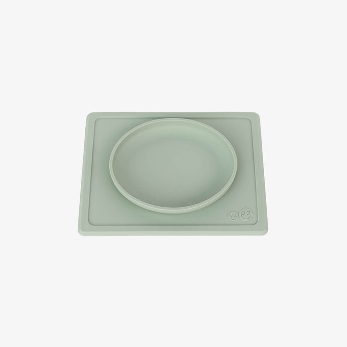 ezpz tiny plate in sage green / silicone plate for babies that suctions to the highchair #color_sage