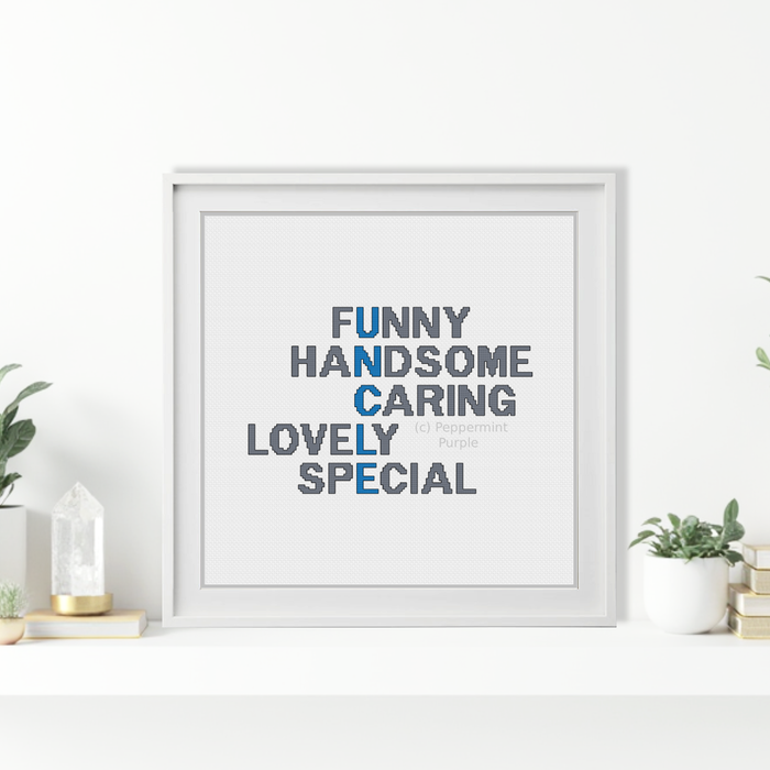 Uncle Acrostic Cross Stitch Pattern by Peppermint Purple