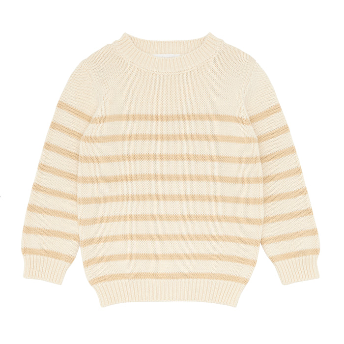 unisex cream and tan stripe knit sweater