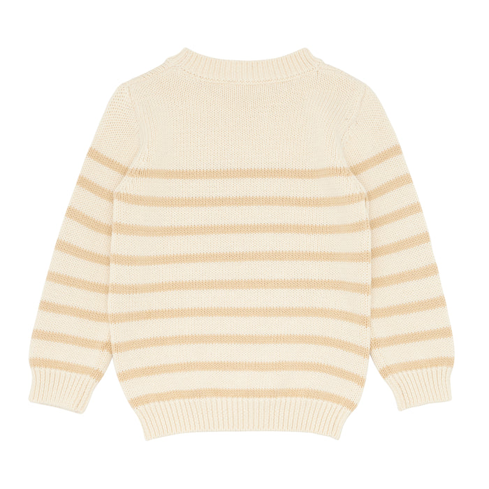 unisex cream and tan stripe knit sweater