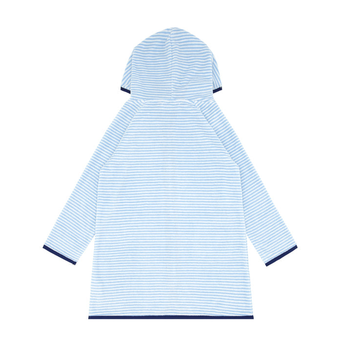 unisex powder blue stripe french terry zipper coverup