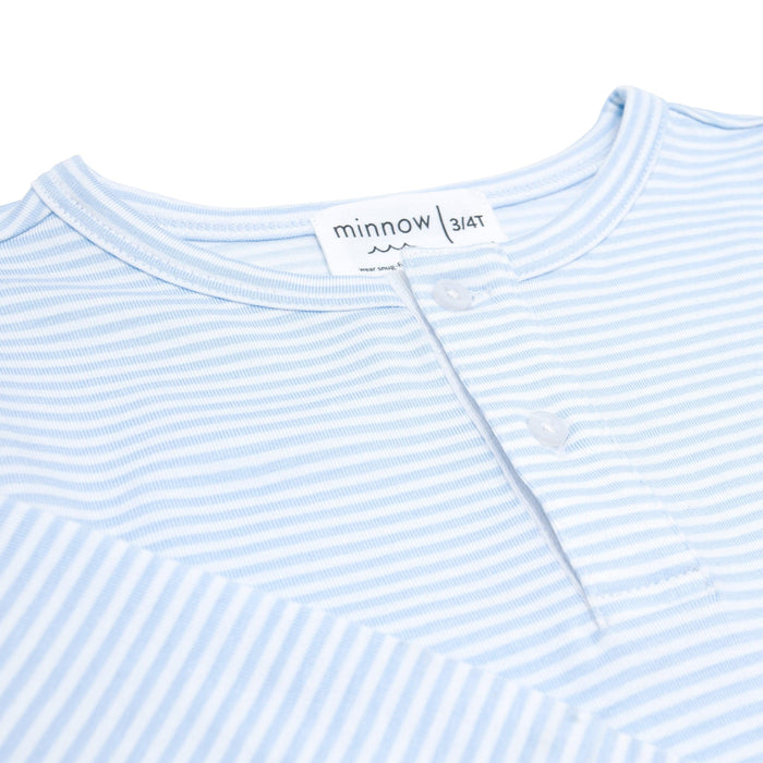unisex powder blue stripe pima pajamas set