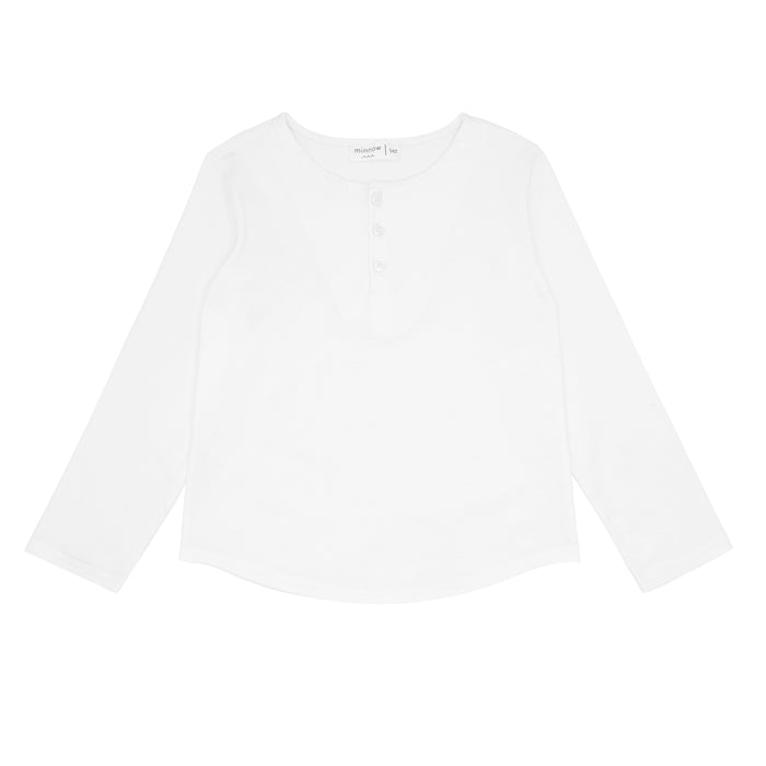 unisex white long sleeve henley