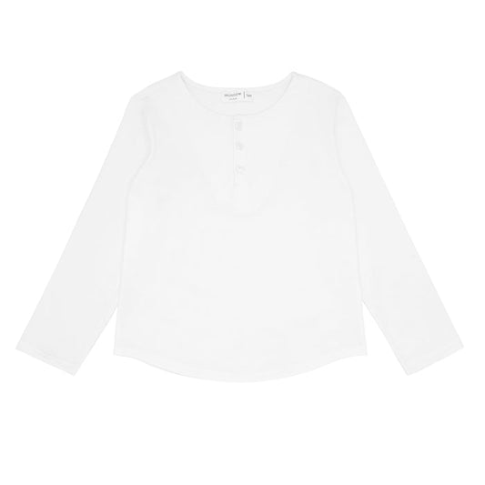 unisex white long sleeve henley