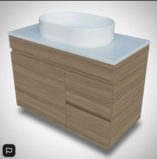 Vanity - Heron Series Quartz Stone Counter Top Set-  Wooden Colour