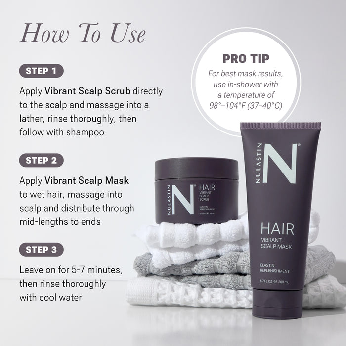 Front view of Vibrant Scalp Reset Ritual kit showing two black product containers and packaging on white background