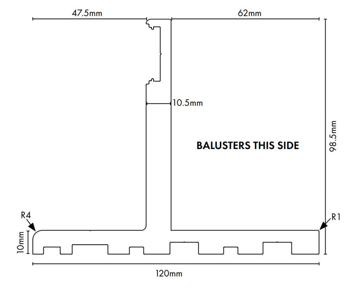 VISOR Balustrade - Aluminium Deck Mount 'T' Profile - 4000mm Long - Image 4