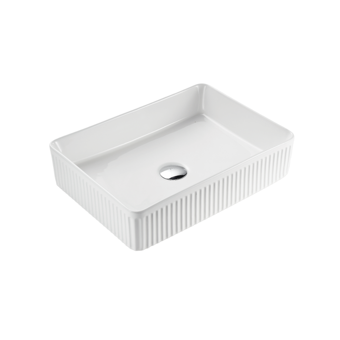 VITO Athena Fluted Rectangular Premium Ceramic Above-Counter Basin 500*380*120mm