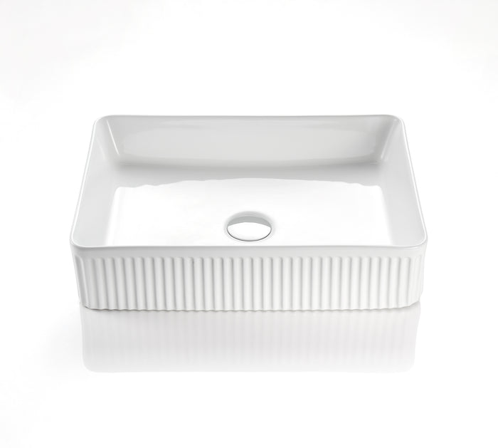 VITO Athena Fluted Rectangular Premium Ceramic Above-Counter Basin 500*380*120mm