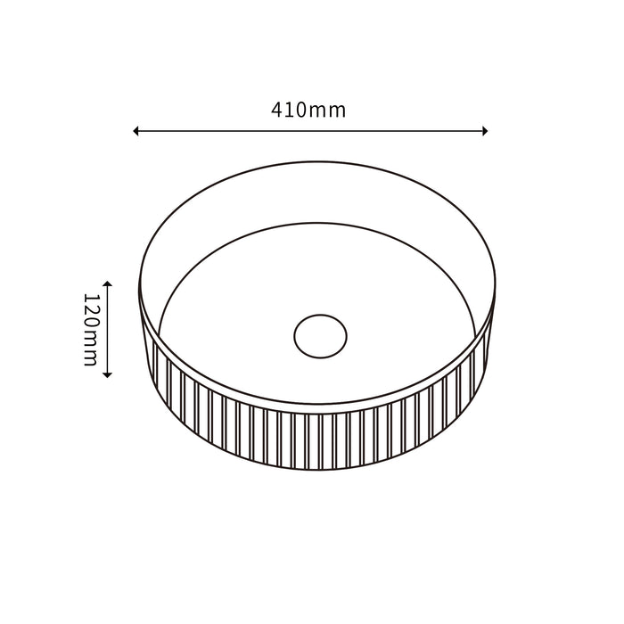 VITO Athena Fluted Round Premium Ceramic Above-Counter Basin 410*410*120mm
