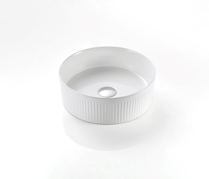 VITO Athena Fluted Round Premium Ceramic Above-Counter Basin 410*410*120mm