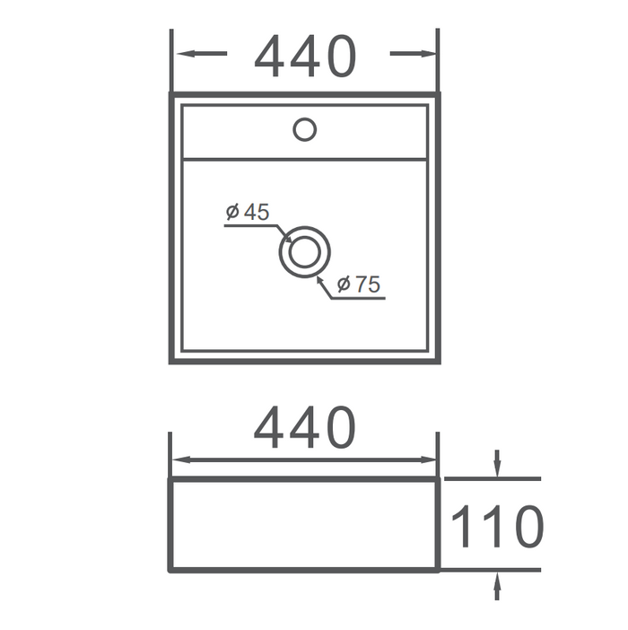 VITO Wall-Mounted  Ceramic Basin 400*330*100mm