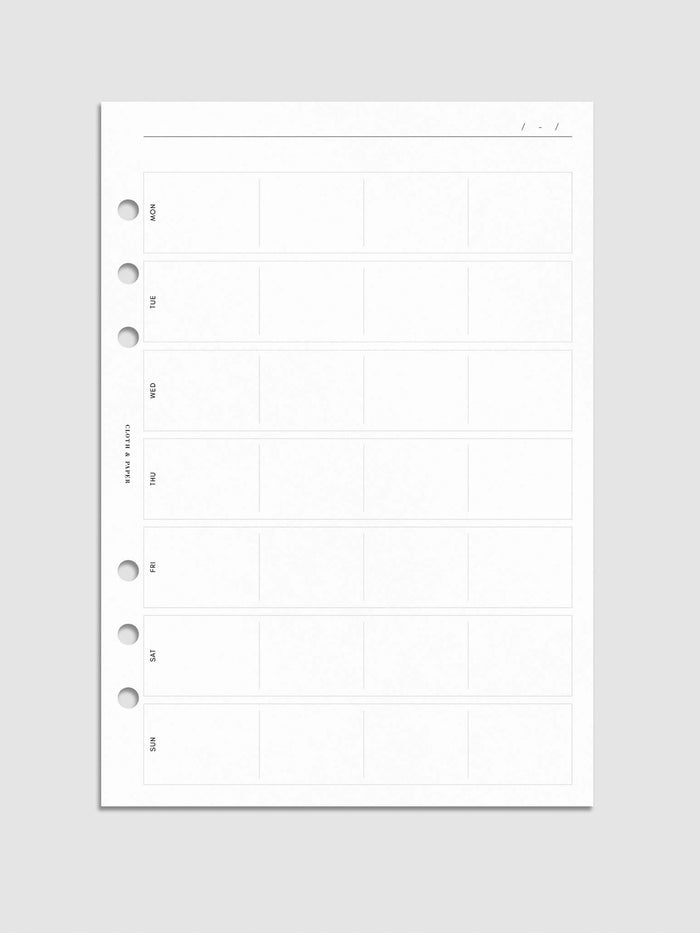 Block Planner Insert, Cloth and Paper. Digital mockup of insert in A5.