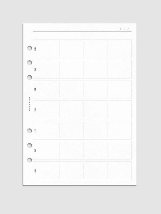 Block Planner Insert, Cloth and Paper. Digital mockup of insert in A5.