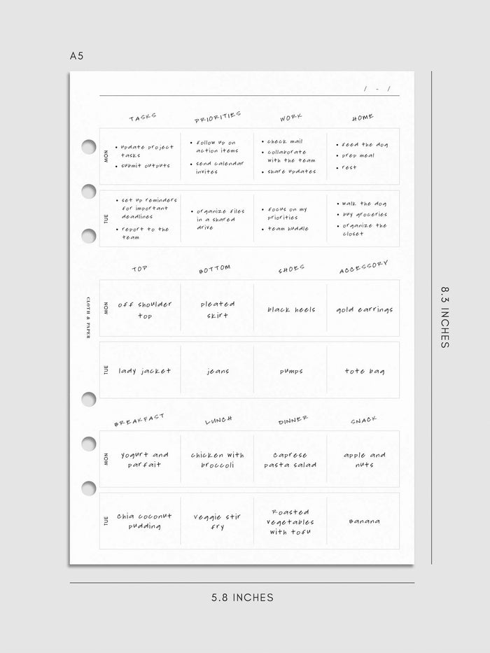 Digital mockup of insert in A5.