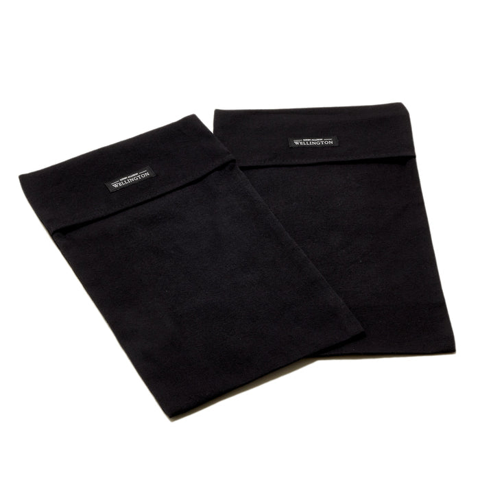 Two Wellington 100% Cotton Shoe Storage Bags (Pair) by KirbyAllison.com on a white surface.
