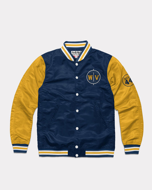 West Virginia Mountaineers Jerry West Navy & Gold Vintage Varsity Jacket Front