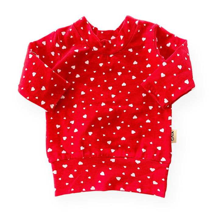 White Dainty Heart on Red Lounge Top