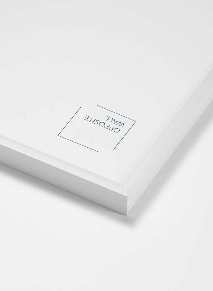 Scandinavian white aluminum metal frame by Opposite Wall - Corner of the frame - Size 12x16 inches