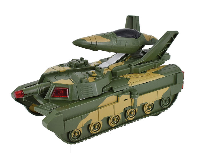 White Whale 2-1 Multifunctional Electric Camouflage Deformation Tank Aircraft Toy Vehicle Model Kit with Voice and Light