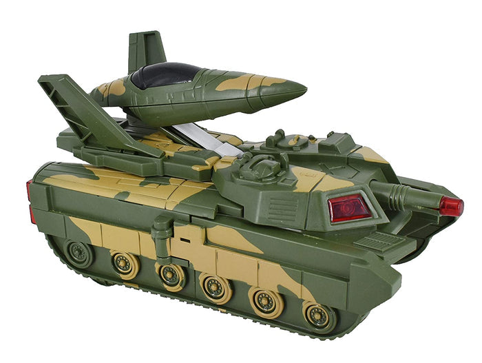 White Whale 2-1 Multifunctional Electric Camouflage Deformation Tank Aircraft Toy Vehicle Model Kit with Voice and Light