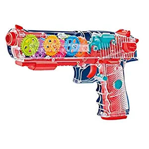 White Whale Concept Musical Transparent Glow Gear Gun with 3D Lights and Music Pretend Play Toy Gun for 2 to 5 Year Kids Baby Toy, Multi Color (Transparent Gun-Assorted)