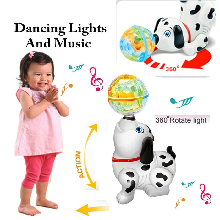 White Whale Cute Dancing Dog Toy with Reflected 3D Lights and Wonderful Music Battery Operated - Multi Color