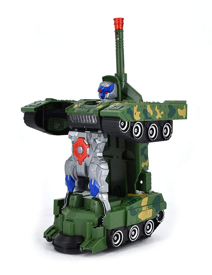 White Whale Deformation Combat Electronic Robot Car Tank Deformation Robot Toy with Light, Music and Bump Function (Tank Robot) Toys for Boys/Toddlers/Kids