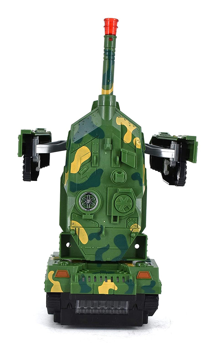 White Whale Deformation Combat Electronic Robot Car Tank Deformation Robot Toy with Light, Music and Bump Function (Tank Robot) Toys for Boys/Toddlers/Kids