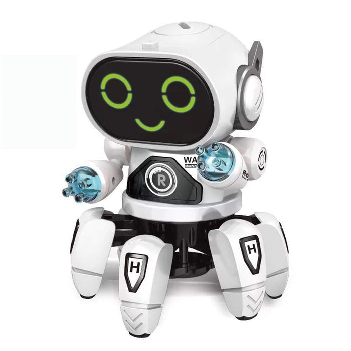 White Whale Octopus Shape Electric Robot Colorful Music Flashing Lights Dance Toy for Kids