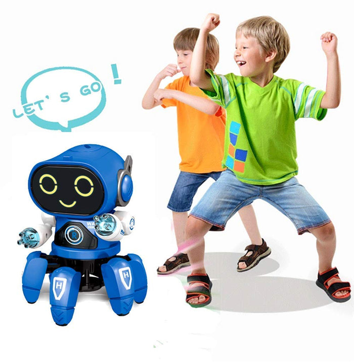White Whale Octopus Shape Electric Robot Colorful Music Flashing Lights Dance Toy for Kids