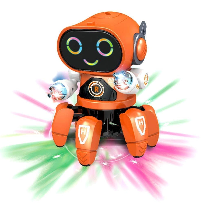 White Whale Octopus Shape Electric Robot Colorful Music Flashing Lights Dance Toy for Kids