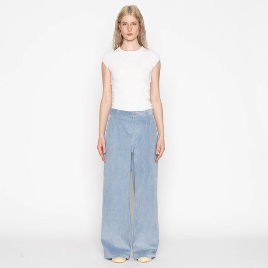 Wide Leg Trouser - Faded Corduroy Organic - Pale Indigo by Naked & Famous Denim