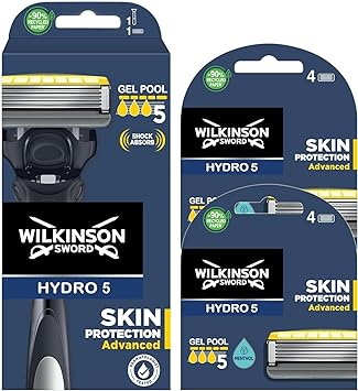 Wilkinson Sword Hydro 5 Skin Protection Advanced Men's Shaving Razor With Gel Pool And 9 Blades