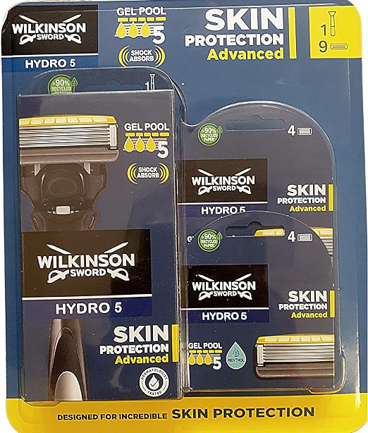 Wilkinson Sword Hydro 5 Skin Protection Advanced Men's Shaving Razor With Gel Pool And 9 Blades