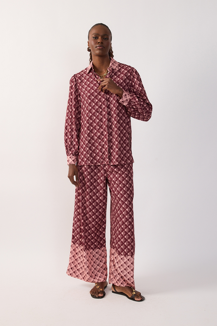 Wine Floriluz Pockets Wide-Leg Pants_2