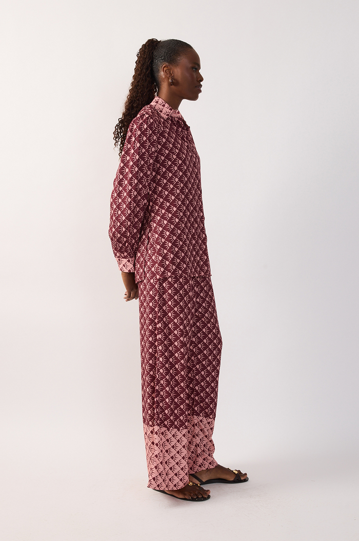 Wine Floriluz Pockets Wide-Leg Pants_3