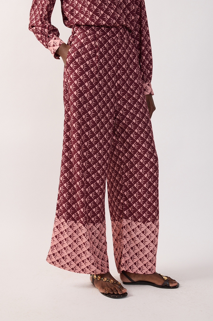 Wine Floriluz Pockets Wide-Leg Pants_4