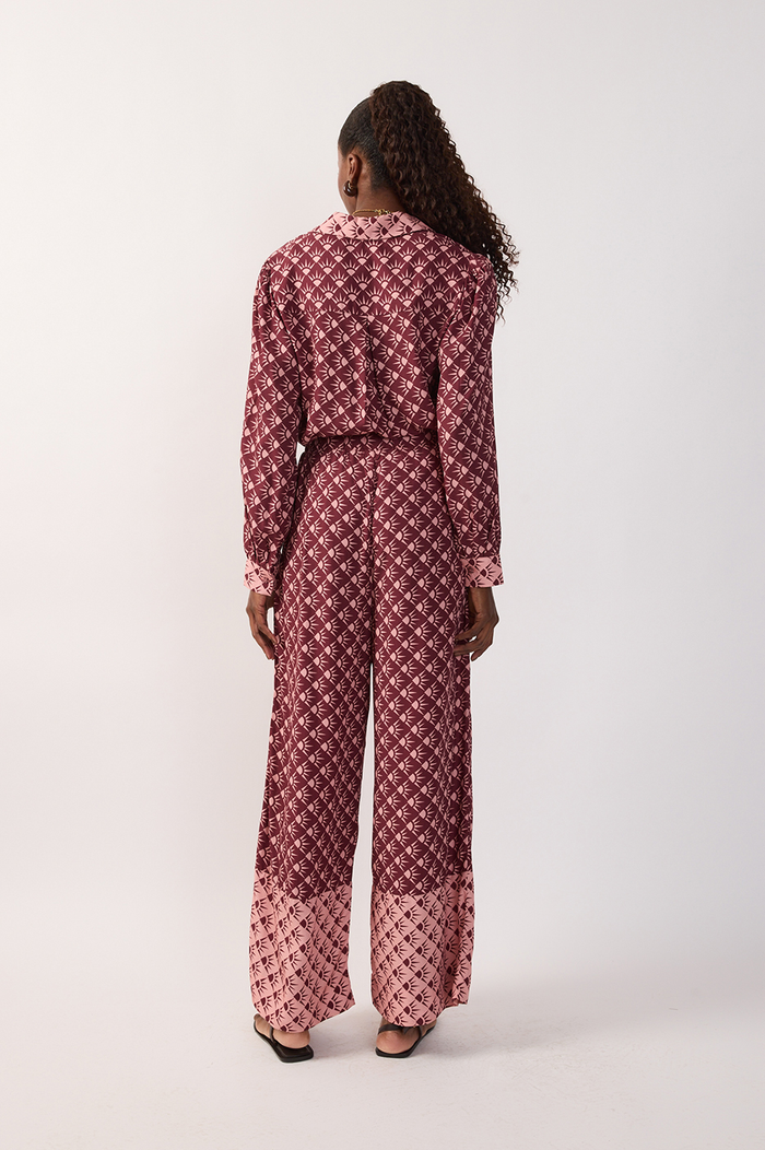 Wine Floriluz Pockets Wide-Leg Pants_5